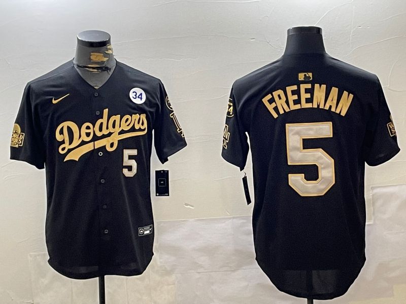 Men Los Angeles Dodgers #5 Freeman Black Gold Game 2024 Nike MLB Jersey style 1202->los angeles dodgers->MLB Jersey